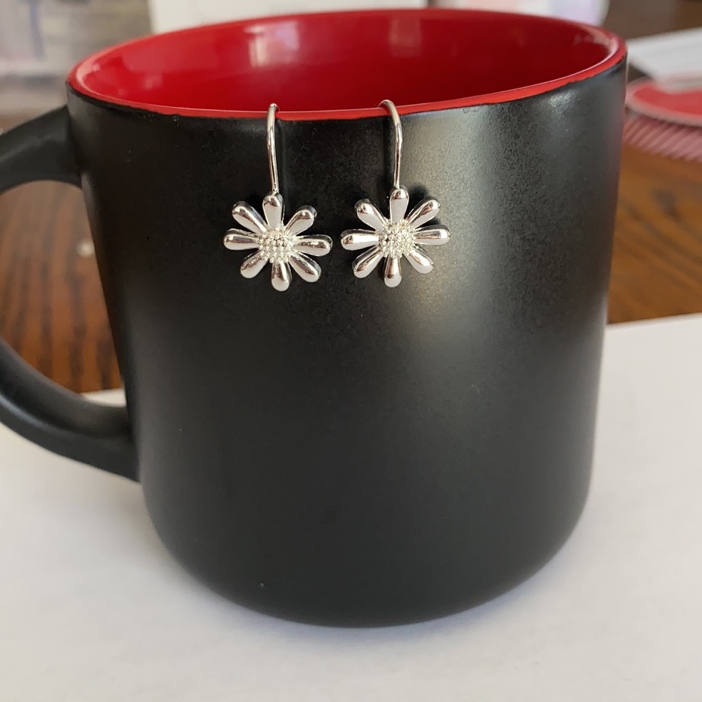 Sunflowers silver earrings pair - Picture 2 of 2